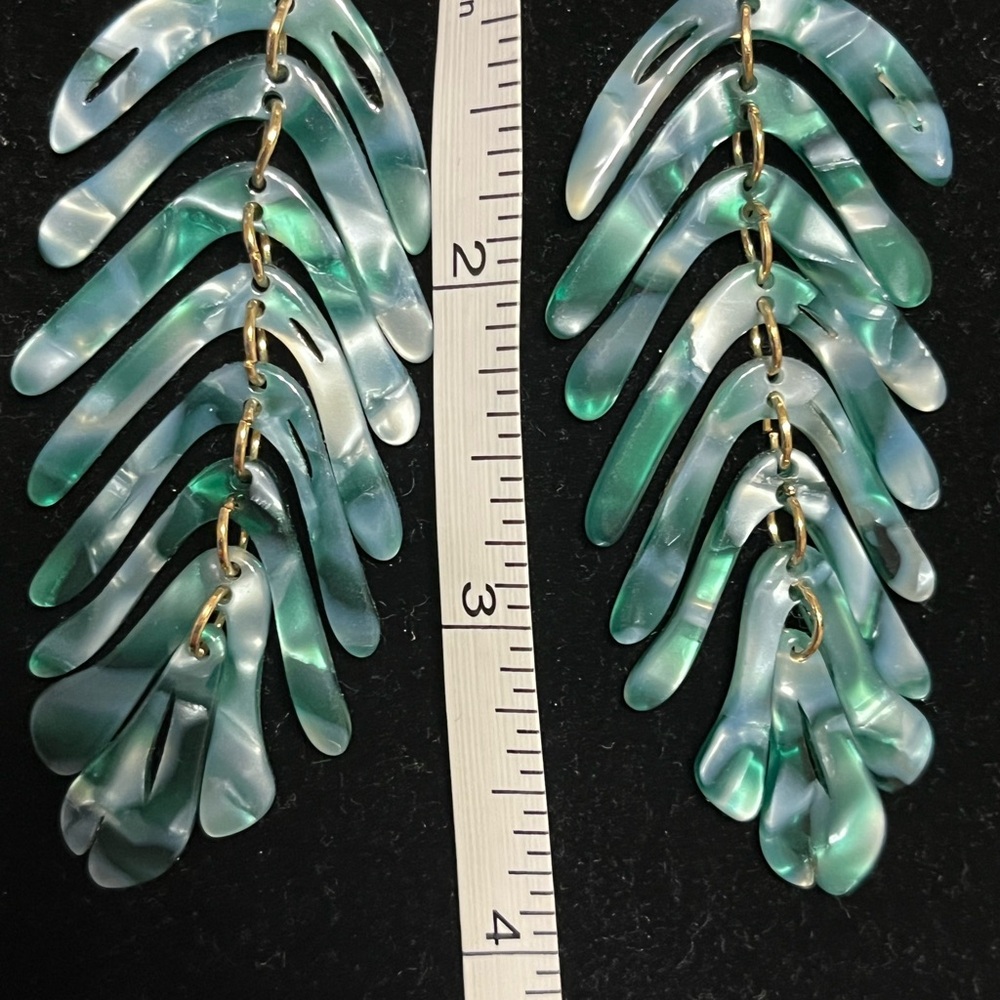 Pierced earrings.  Greenish tones. EUC - Picture 3 of 3